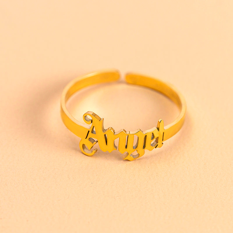 Gold Letter Angel Adjustable Rings