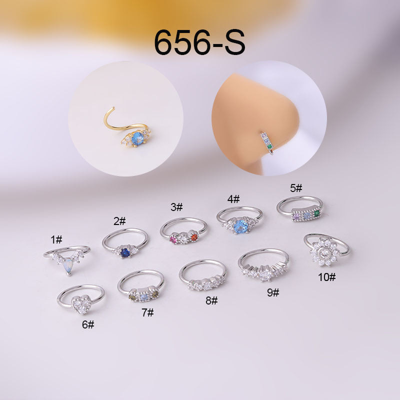 Colored Zircon Nose Rings