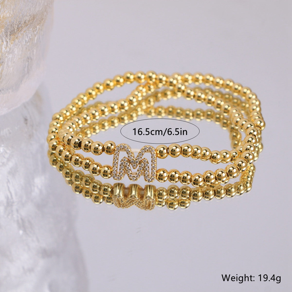 Copper-plated 18k Gold Zircon Bead Bracelet