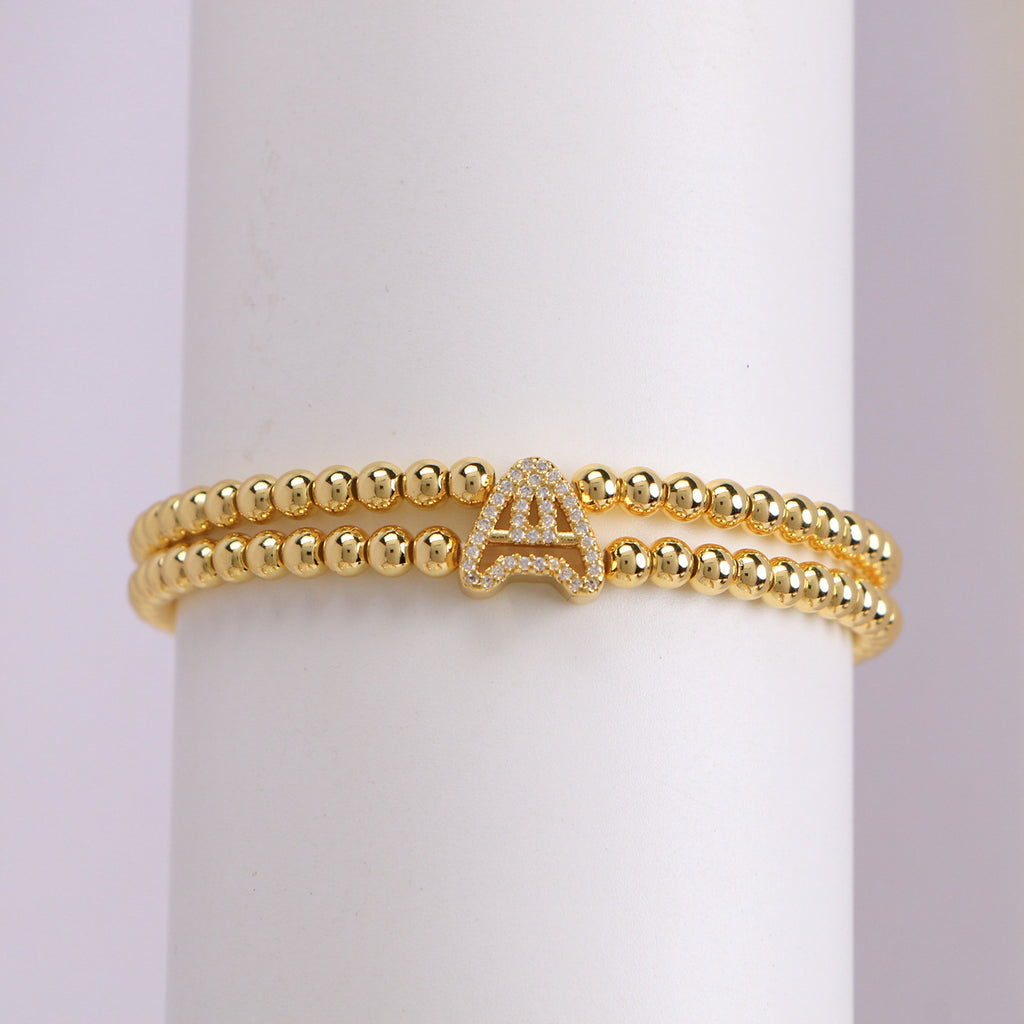 Copper-plated 18k Gold Zircon Bead Bracelet