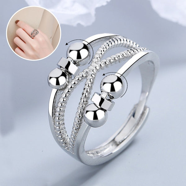Rotatable Ring With Open Design Fashion Double-layered Hollow Line Anxiety Relief