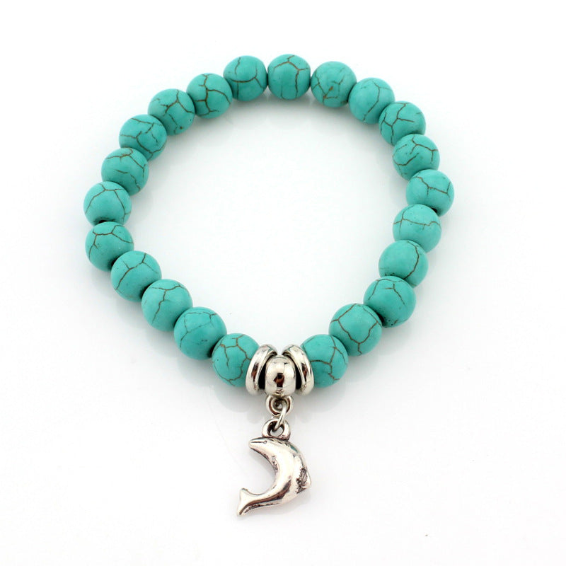 Vintage Turquoises Bracelets for Women Men Cross Tree Snake Owl Hand Pendant
