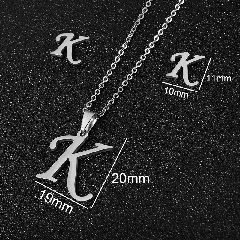 26 stainless steel alphabet necklaces