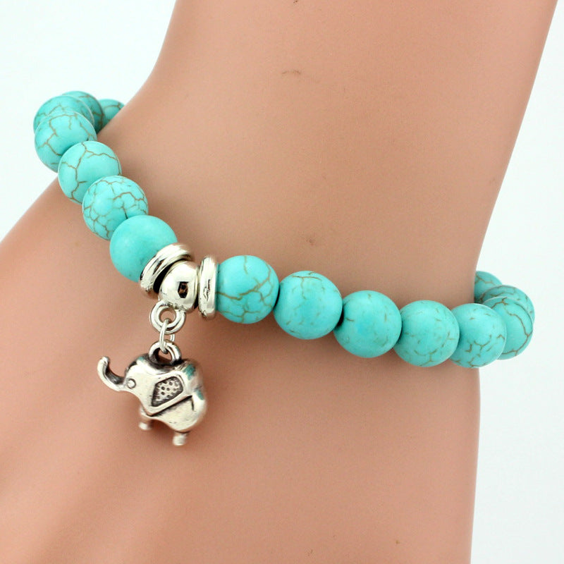 Vintage Turquoises Bracelets for Women Men Cross Tree Snake Owl Hand Pendant
