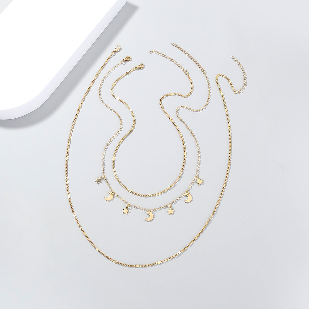 Personality, stars, Moon, multiple necklaces