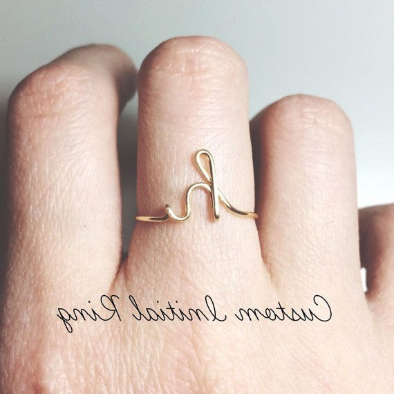 Unisex Gold Silver Color A-Z 26 Letters Initial Name Rings for Women Men