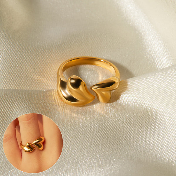Stainless Steel Asymmetric Heart Shape Open Rings Romantic Valentine's Day