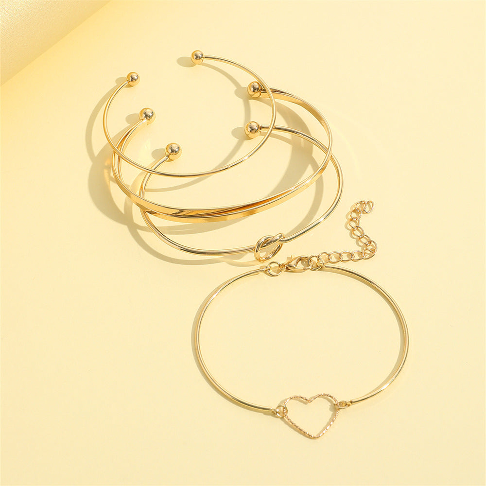 Vintage Gold Crystal Heart Letter Love Bangle Bracelet