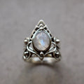 Crystal Rings For Women Boho Antique Indian Moonstone
