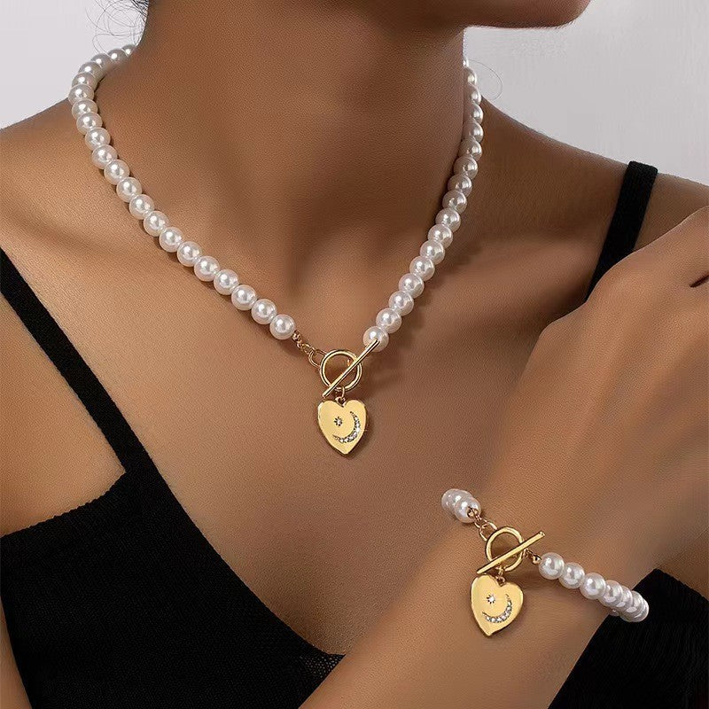 European And American Pearls Bracelet And Necklace Set