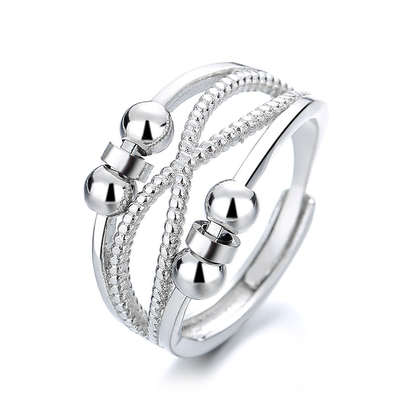 Rotatable Ring With Open Design Fashion Double-layered Hollow Line Anxiety Relief