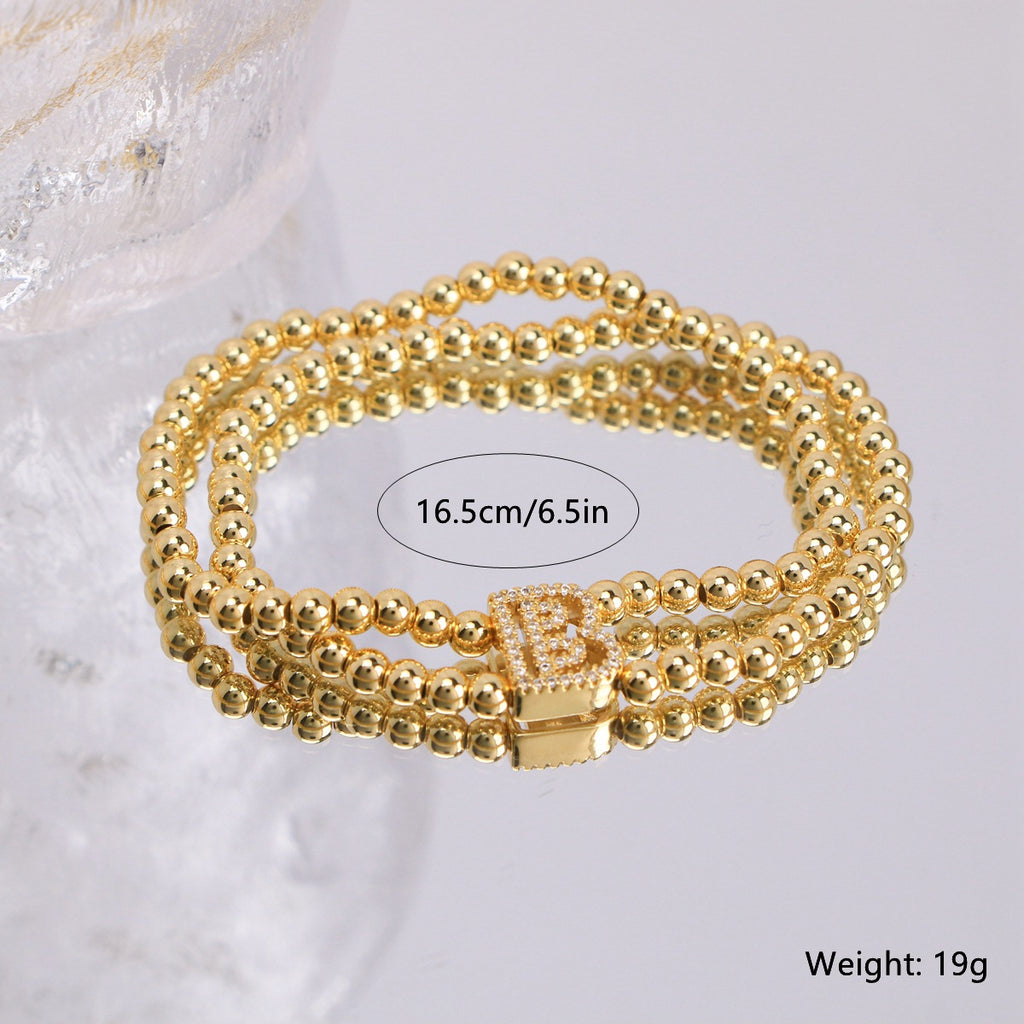 Copper-plated 18k Gold Zircon Bead Bracelet