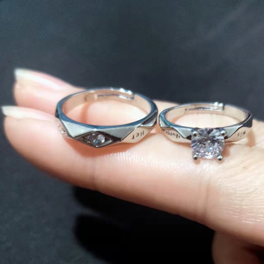 Couple Rings Open Mouth White Gold Plated