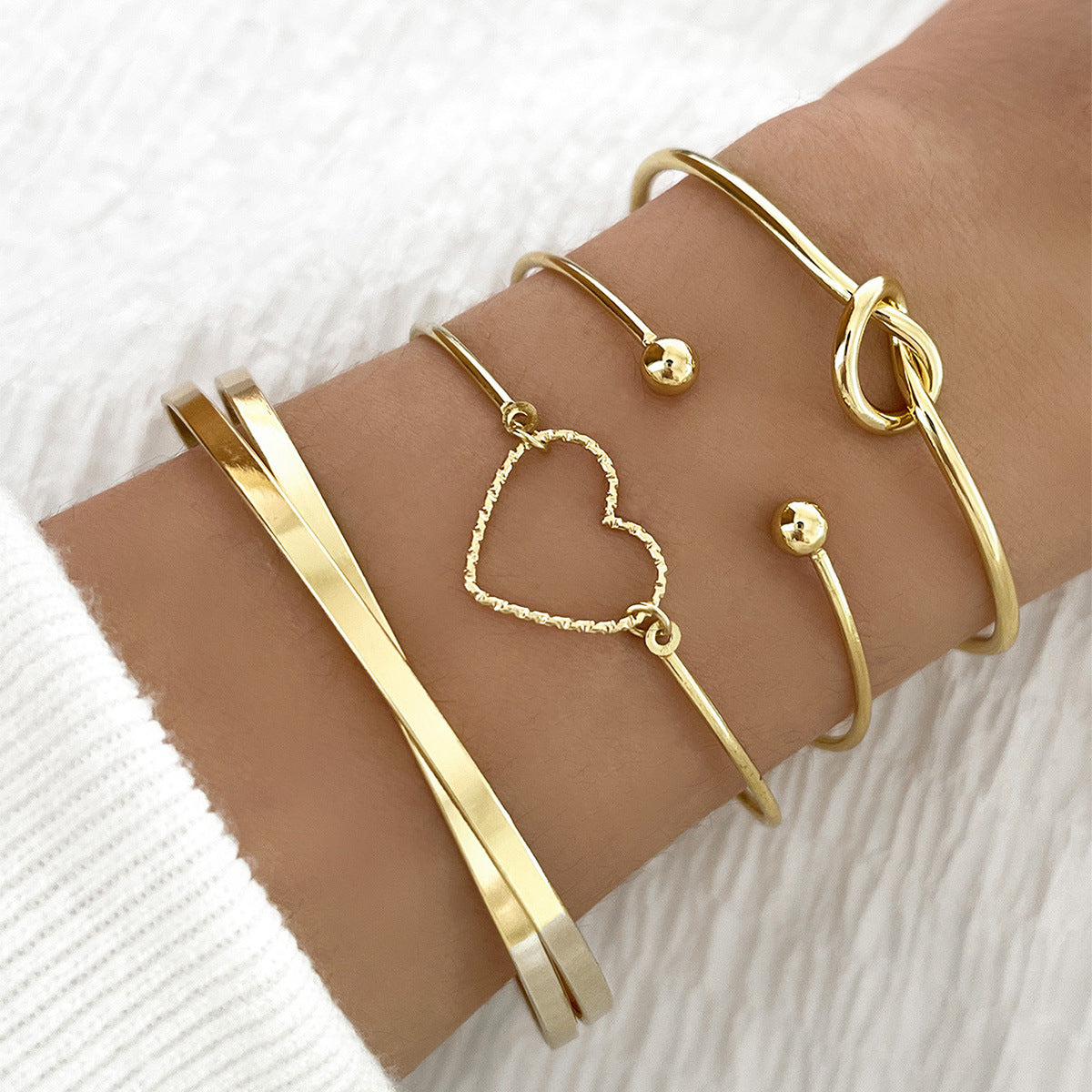Vintage Gold Crystal Heart Letter Love Bangle Bracelet