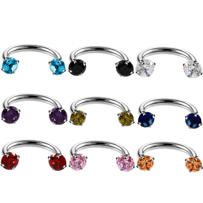 Ornaments Round Double Zircon Nose Ring