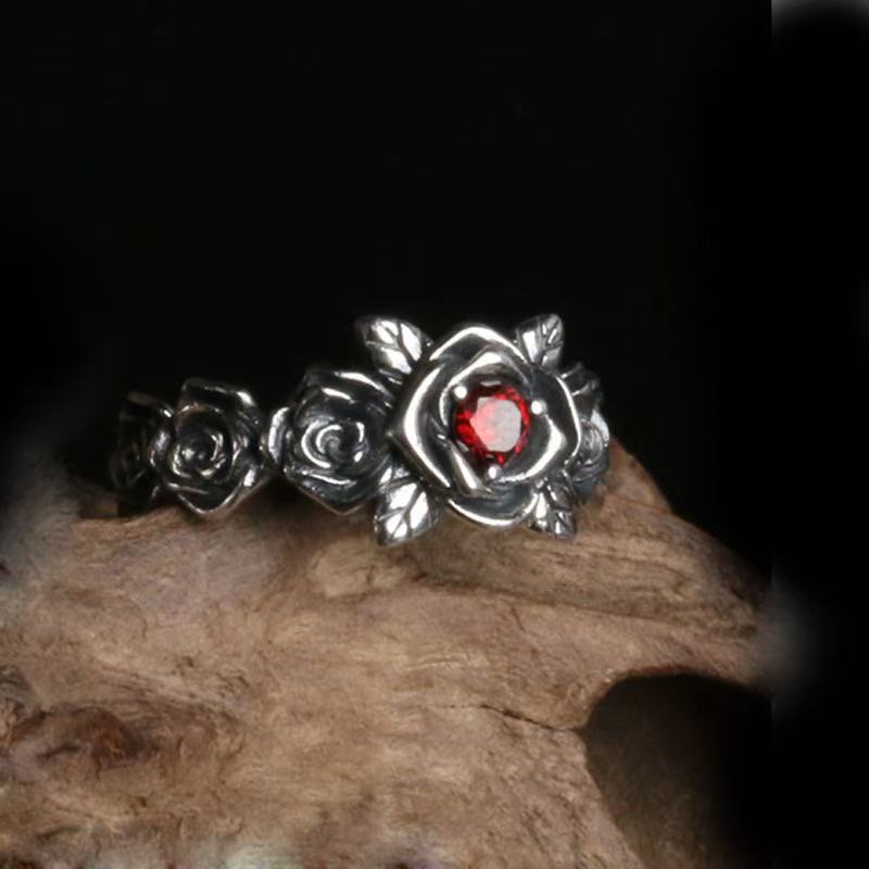 Marcasite Ring Couple Silver Rose