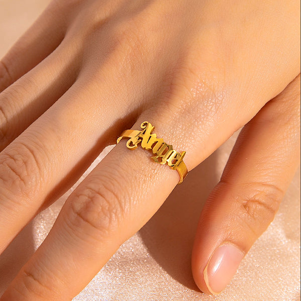 Gold Letter Angel Adjustable Rings