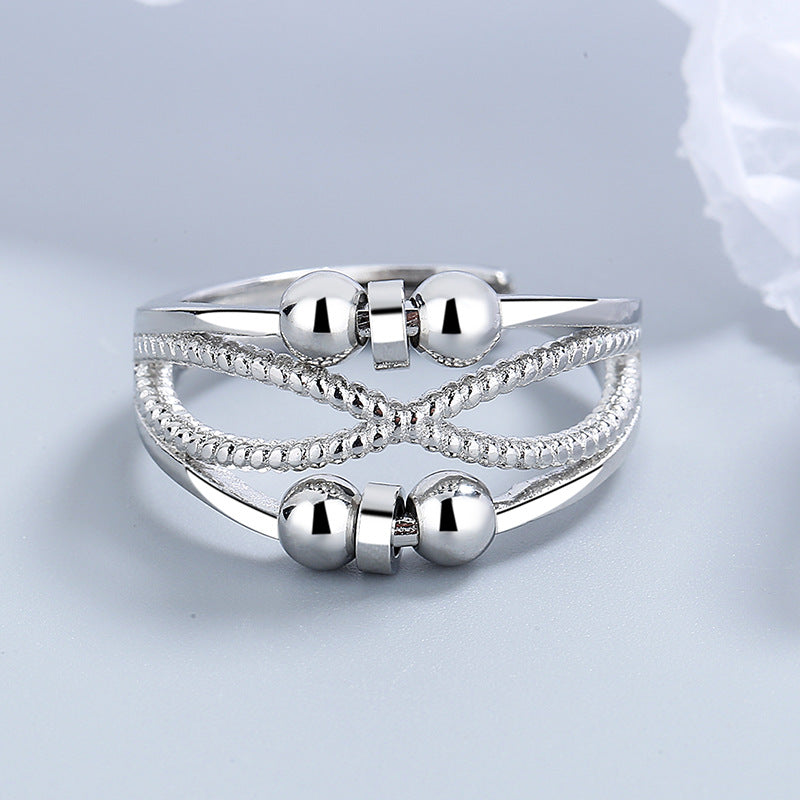 Rotatable Ring With Open Design Fashion Double-layered Hollow Line Anxiety Relief