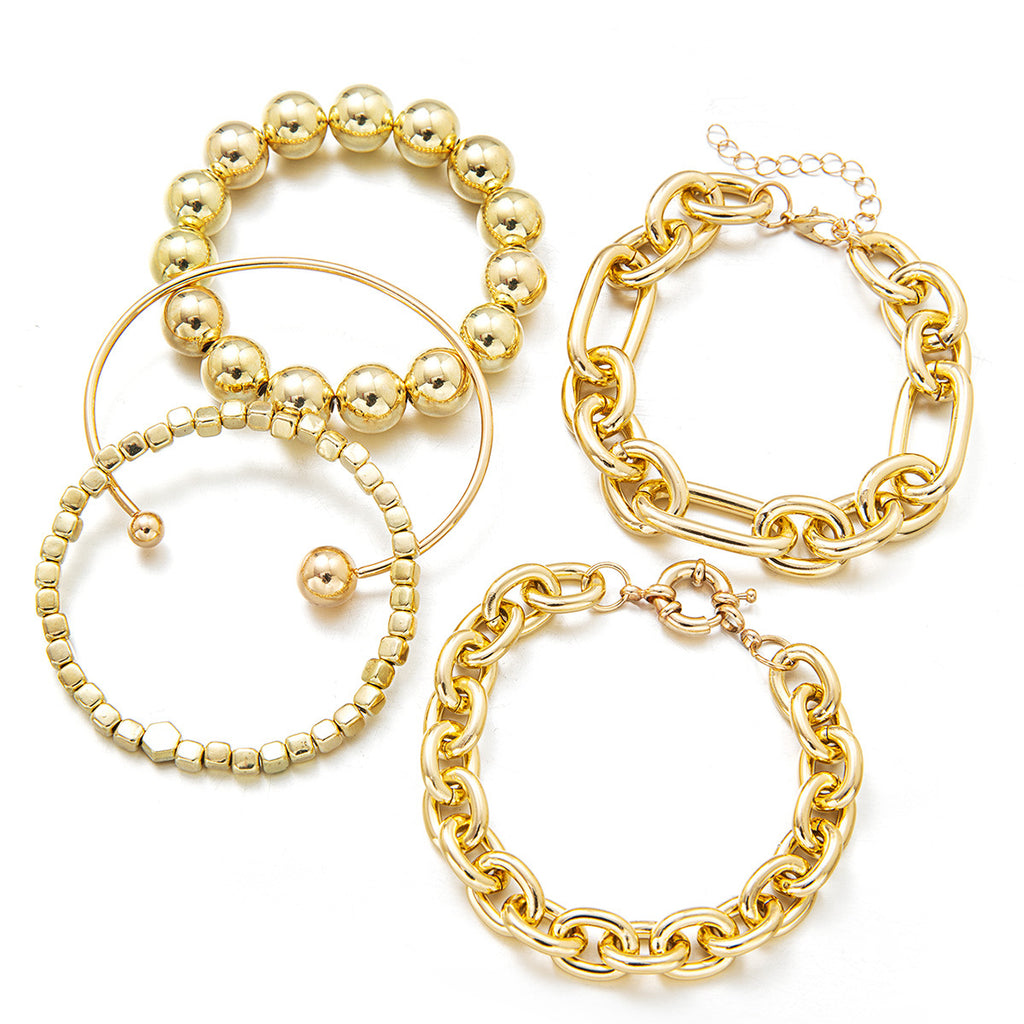 Multi-layer Aluminum And Iron Metal Bracelet Set