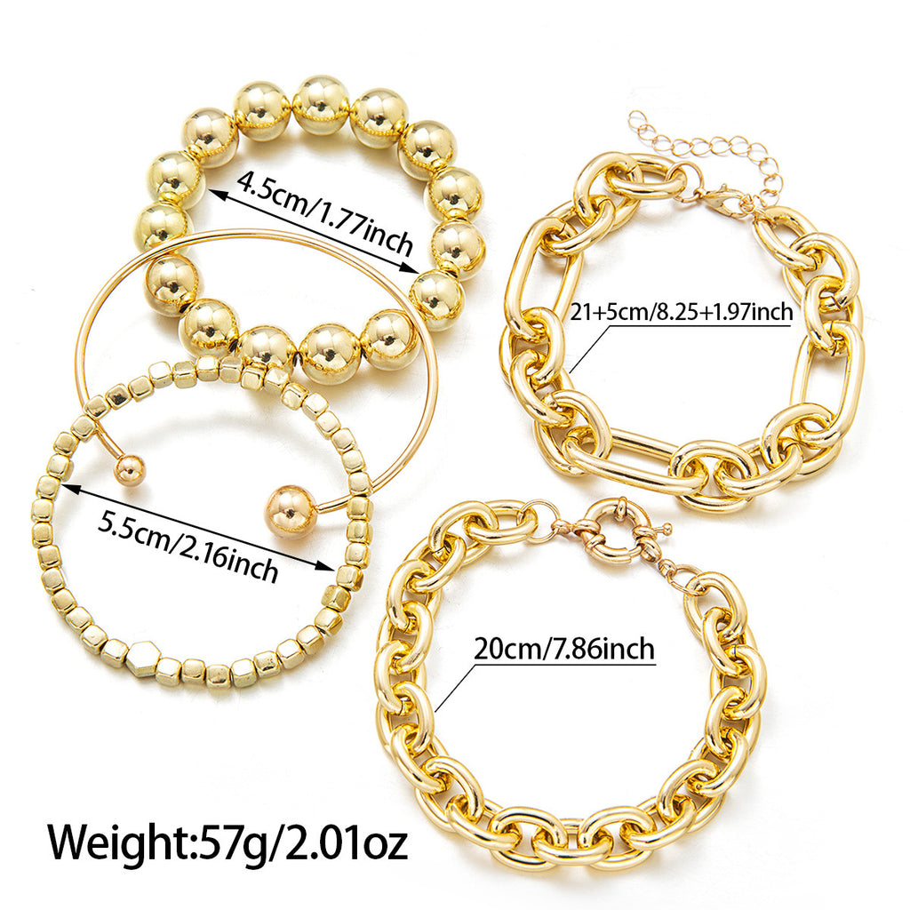 Multi-layer Aluminum And Iron Metal Bracelet Set