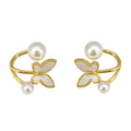 S925 Silver Needle Butterfly Pearl Earrings