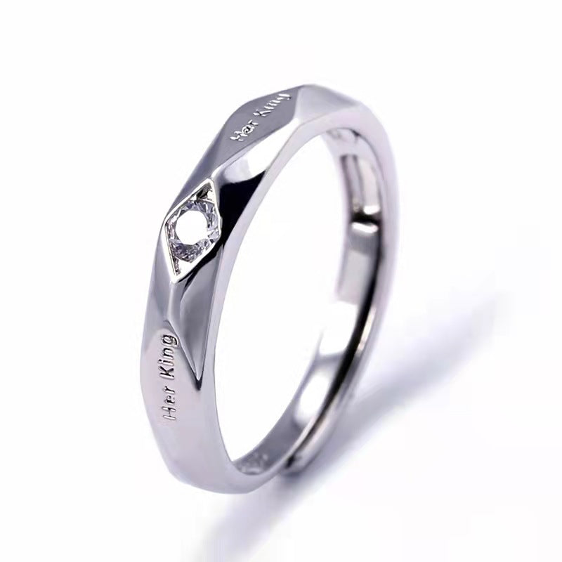 Couple Rings Open Mouth White Gold Plated