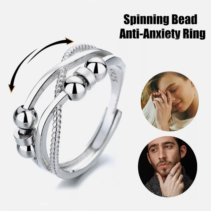 Rotatable Ring With Open Design Fashion Double-layered Hollow Line Anxiety Relief