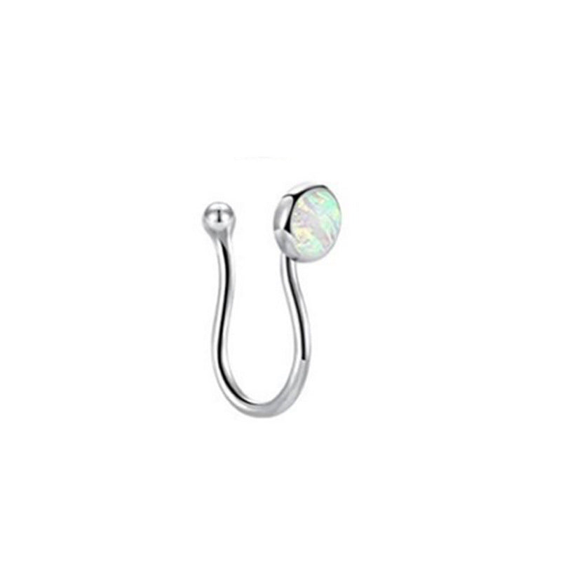 U Shaped Opal False Nose Ring Piercing Jewelry Nose Ornament