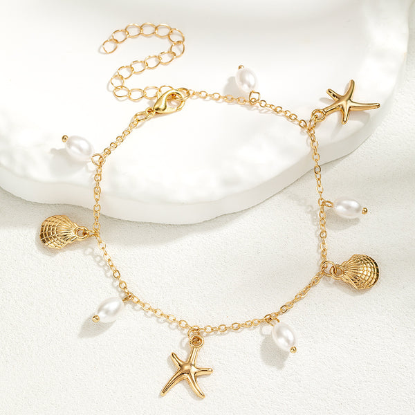 Adjustable Alloy Starfish Pendant Anklet
