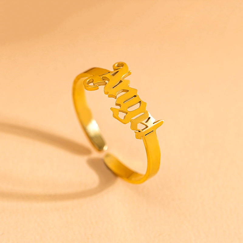 Gold Letter Angel Adjustable Rings