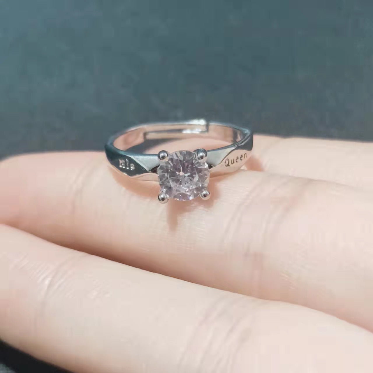 Couple Rings Open Mouth White Gold Plated