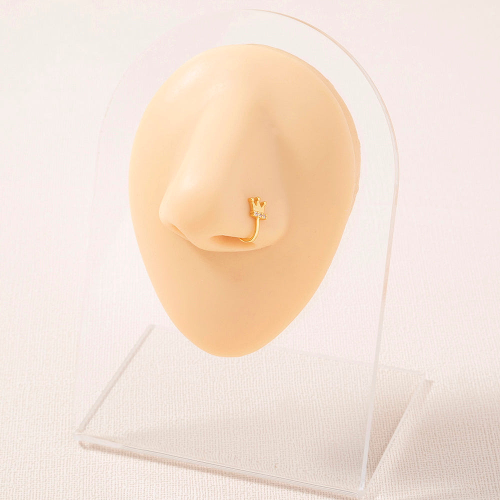 Amazon nose clip, gold micro-inlaid zircon crown nose ring, fashionable and fashionable non-perforated piercing nose studs