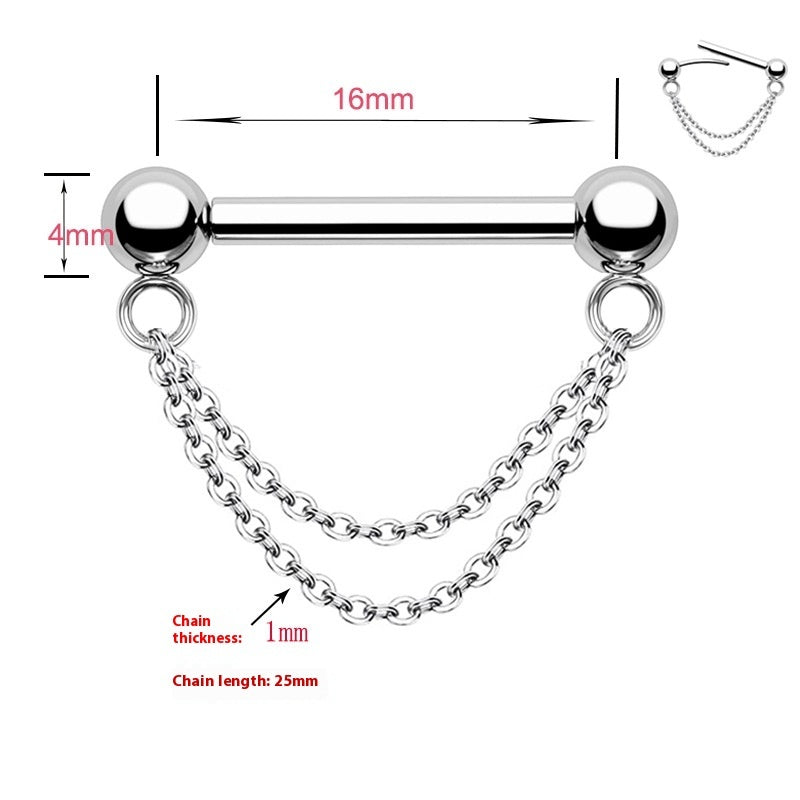 Double-layer Nose Chain Piercing Jewelry Horseshoe Ring Nose Stud