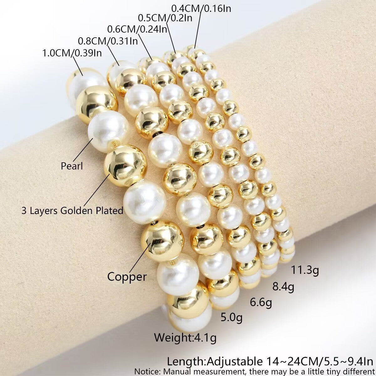 Retro-style Pearl Bracelet With A Pull-chain
