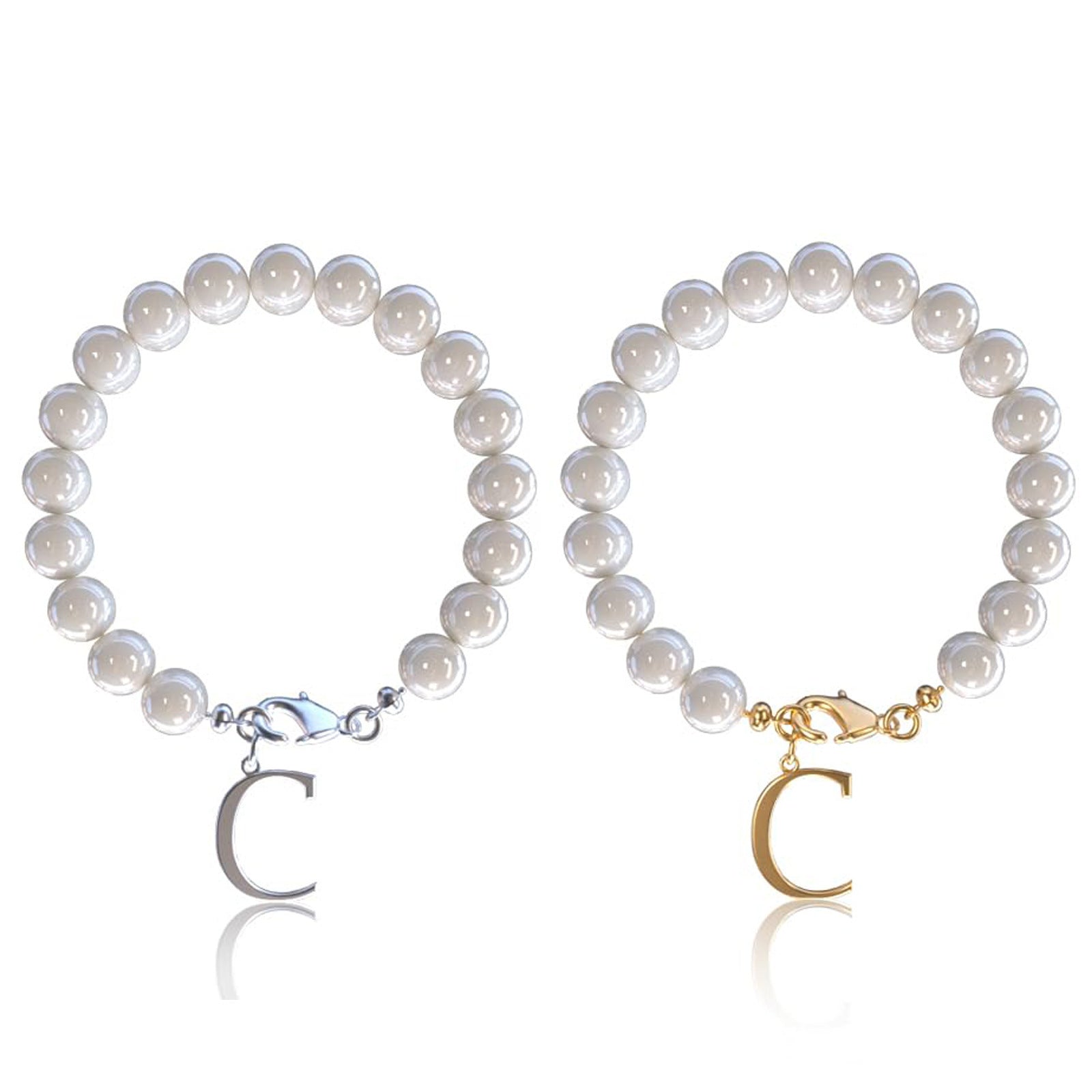 Letter Bracelet Suit Stainless Steel Stringed Pearls