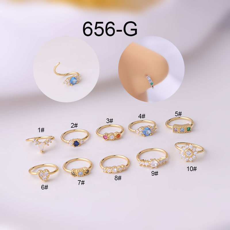 Colored Zircon Nose Rings